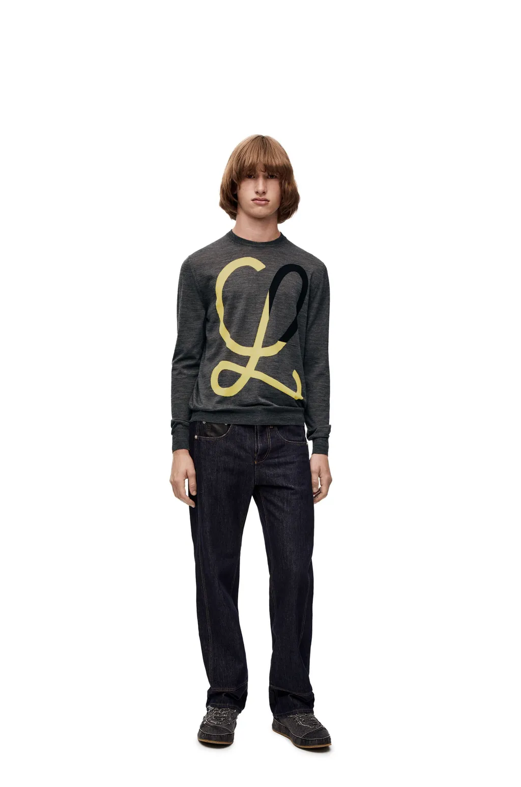 L Intarsia Wool Sweater
