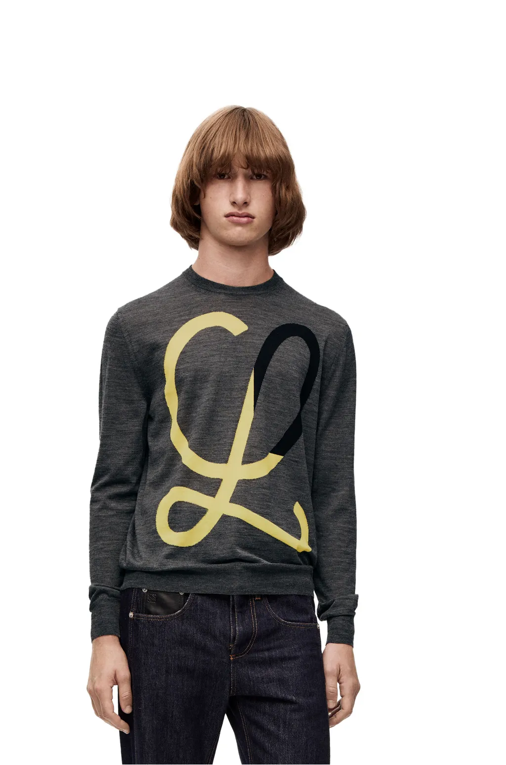 L Intarsia Wool Sweater