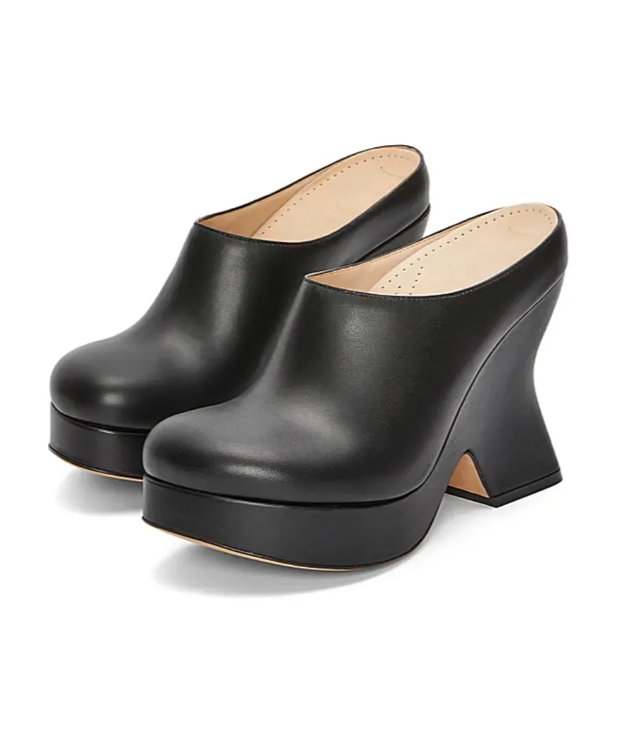 Terra Wedge Clog In Calfskin
