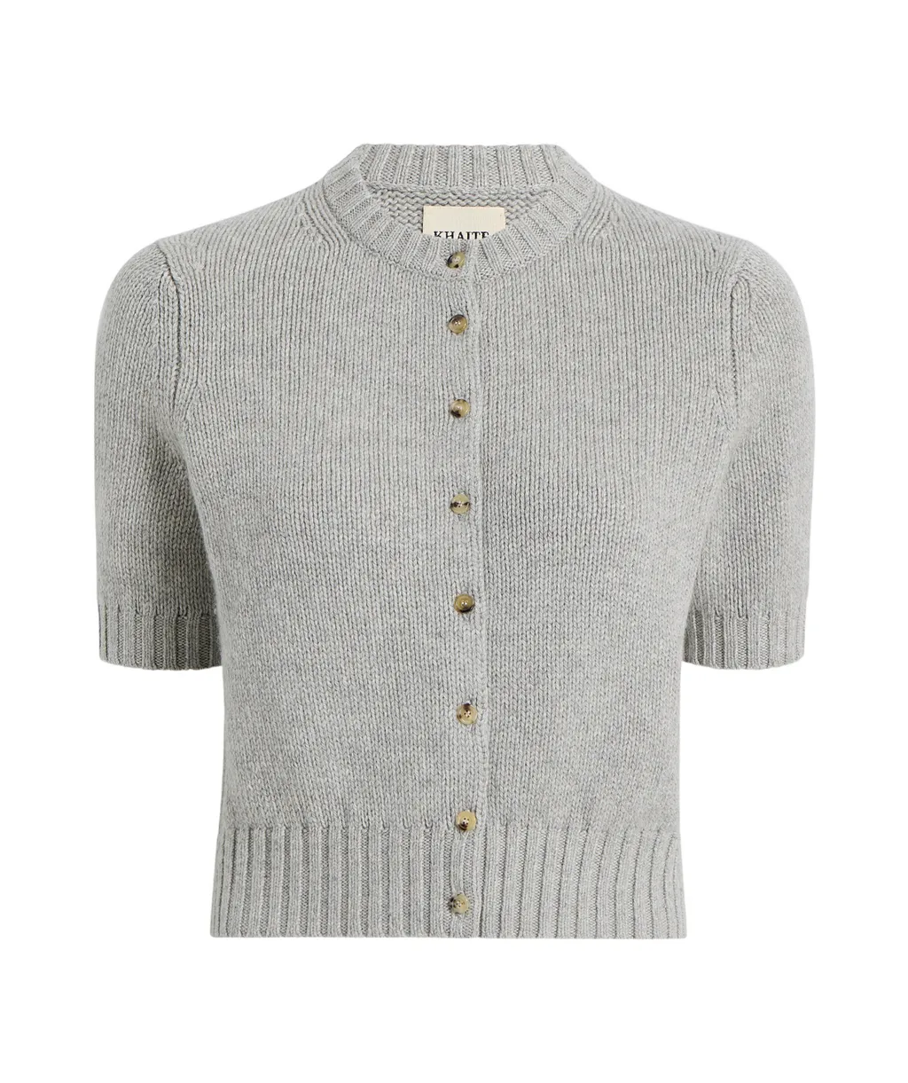 Short-Sleeve Button-Up Cardigan