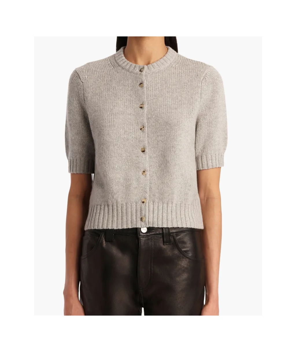 Short-Sleeve Button-Up Cardigan
