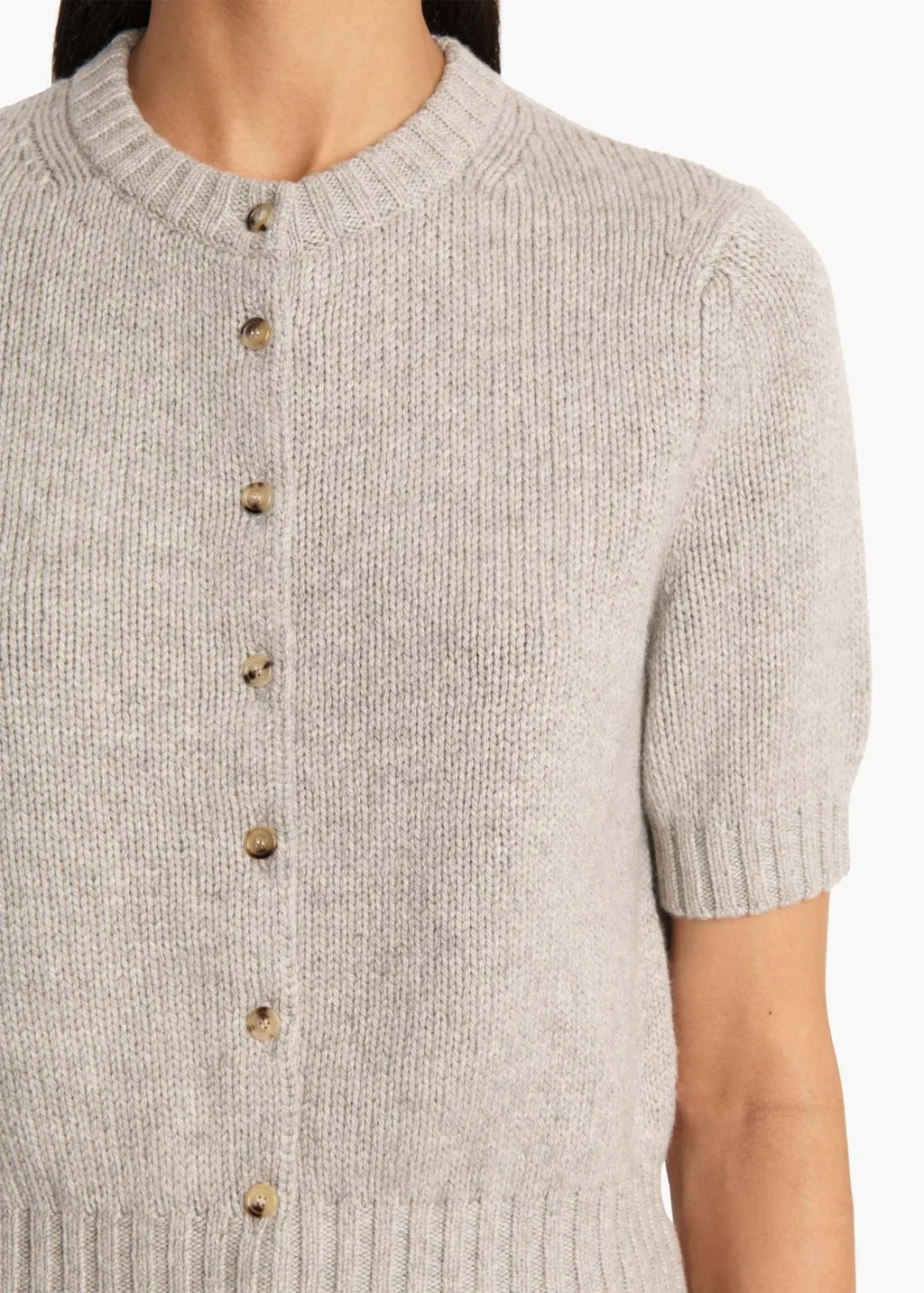 Short-Sleeve Button-Up Cardigan
