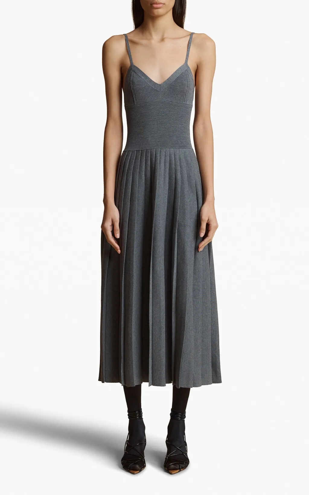 Elio Spaghetti Strap Pleated Dress