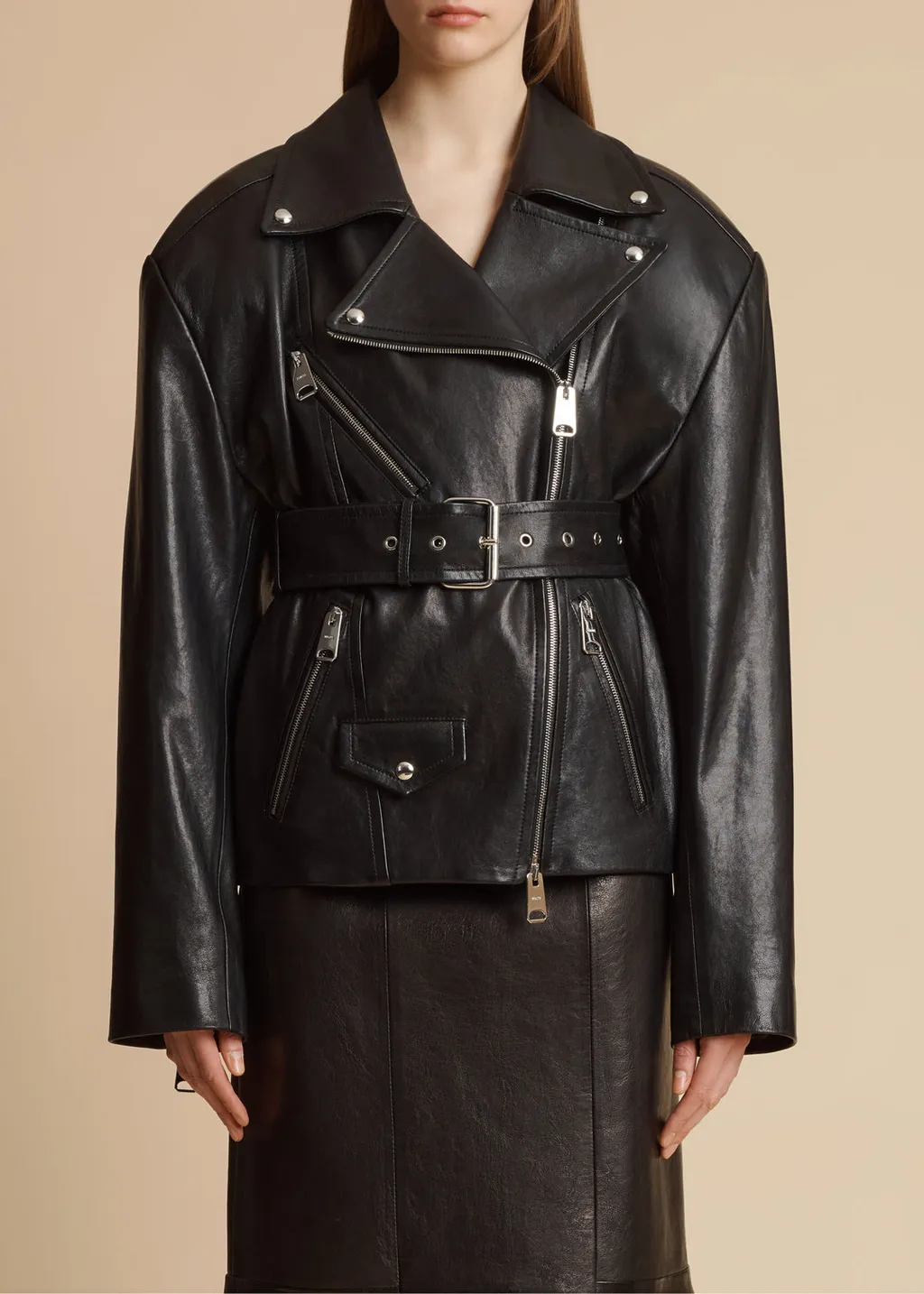 Fabbie Belted Leather Jacket
