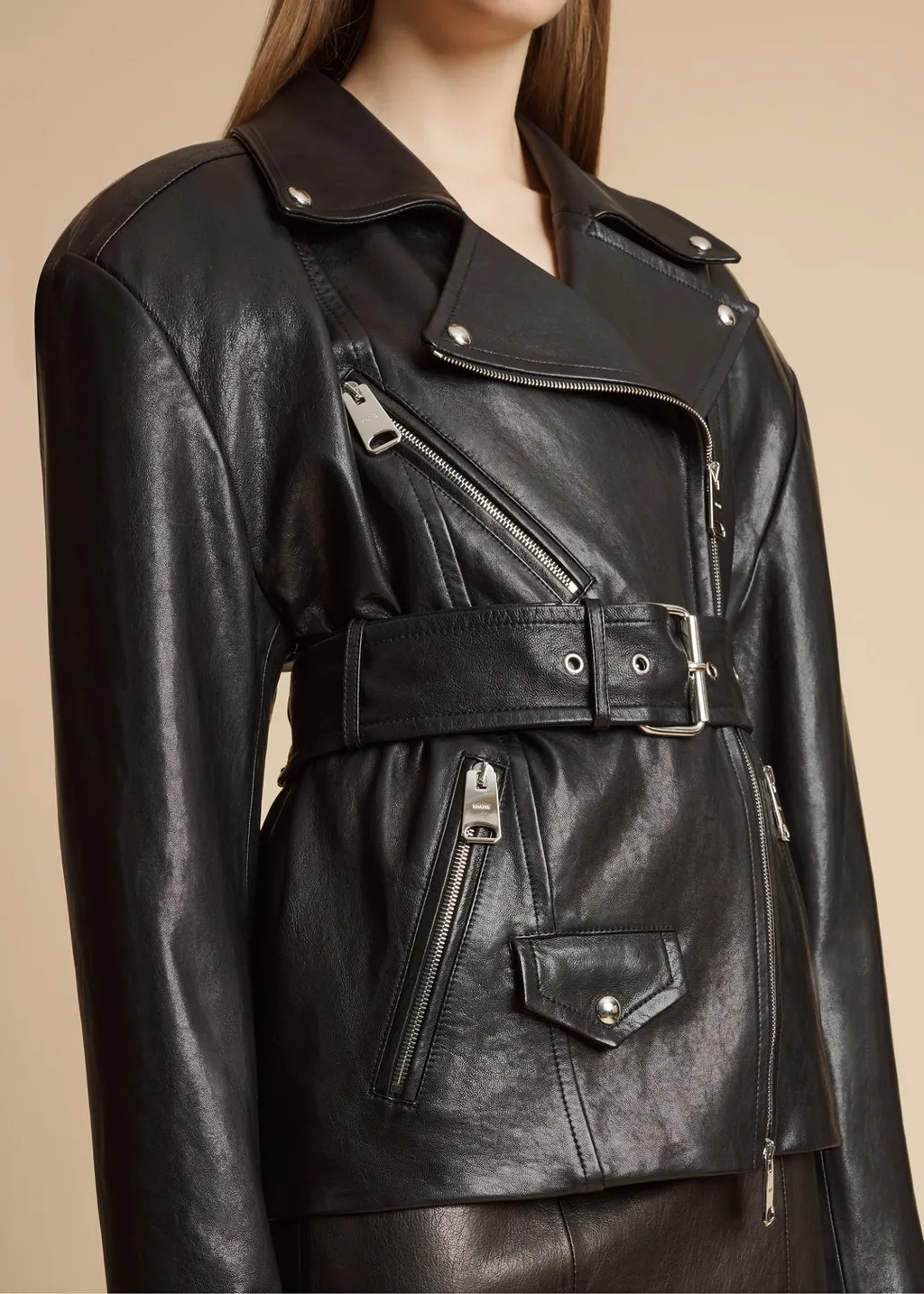 Fabbie Belted Leather Jacket