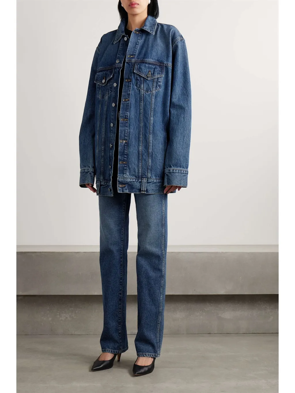 Long-Sleeved Denim Coat
