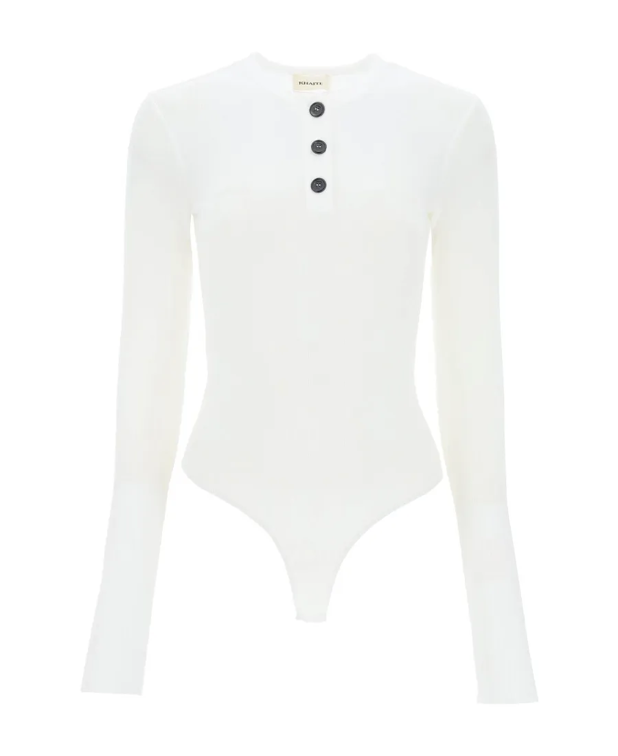 Long-Sleeved Ribbed-Knit Bodysuit