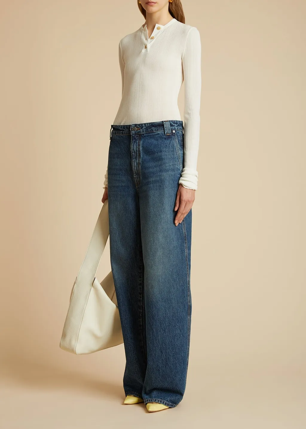 Long-Sleeved Ribbed-Knit Bodysuit