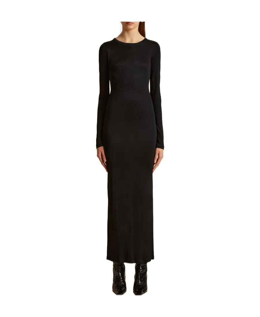Long-Sleeved Round-Necked Dress