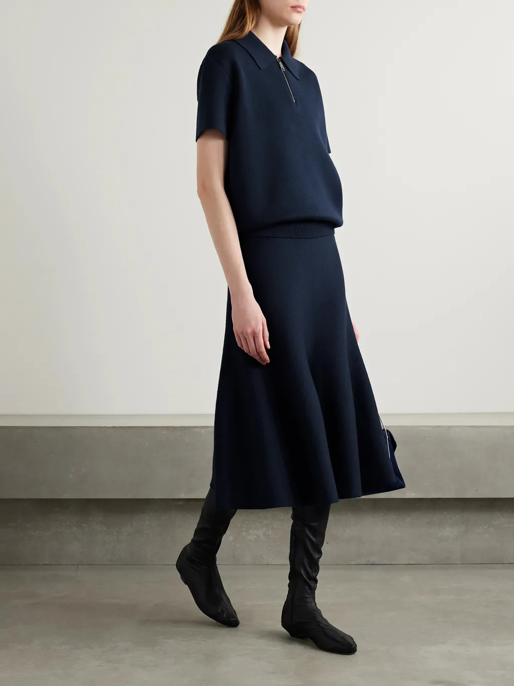 Peplum-Hem Knitted Skirt