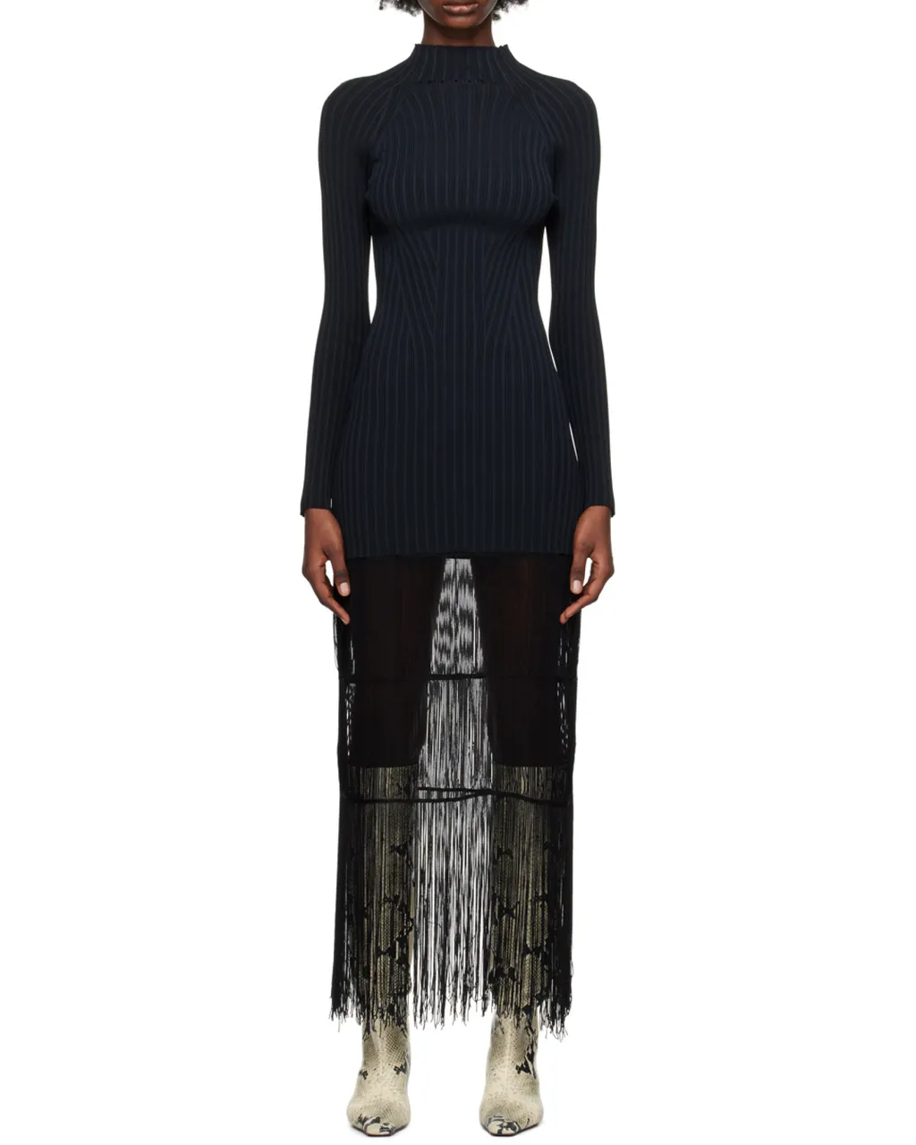 Cedar High Neck Fringed Dress
