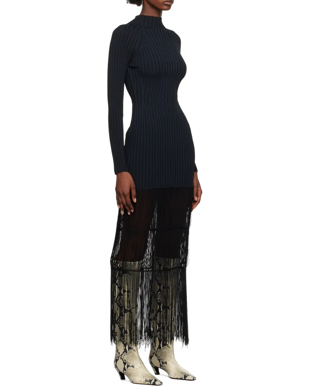 Cedar High Neck Fringed Dress