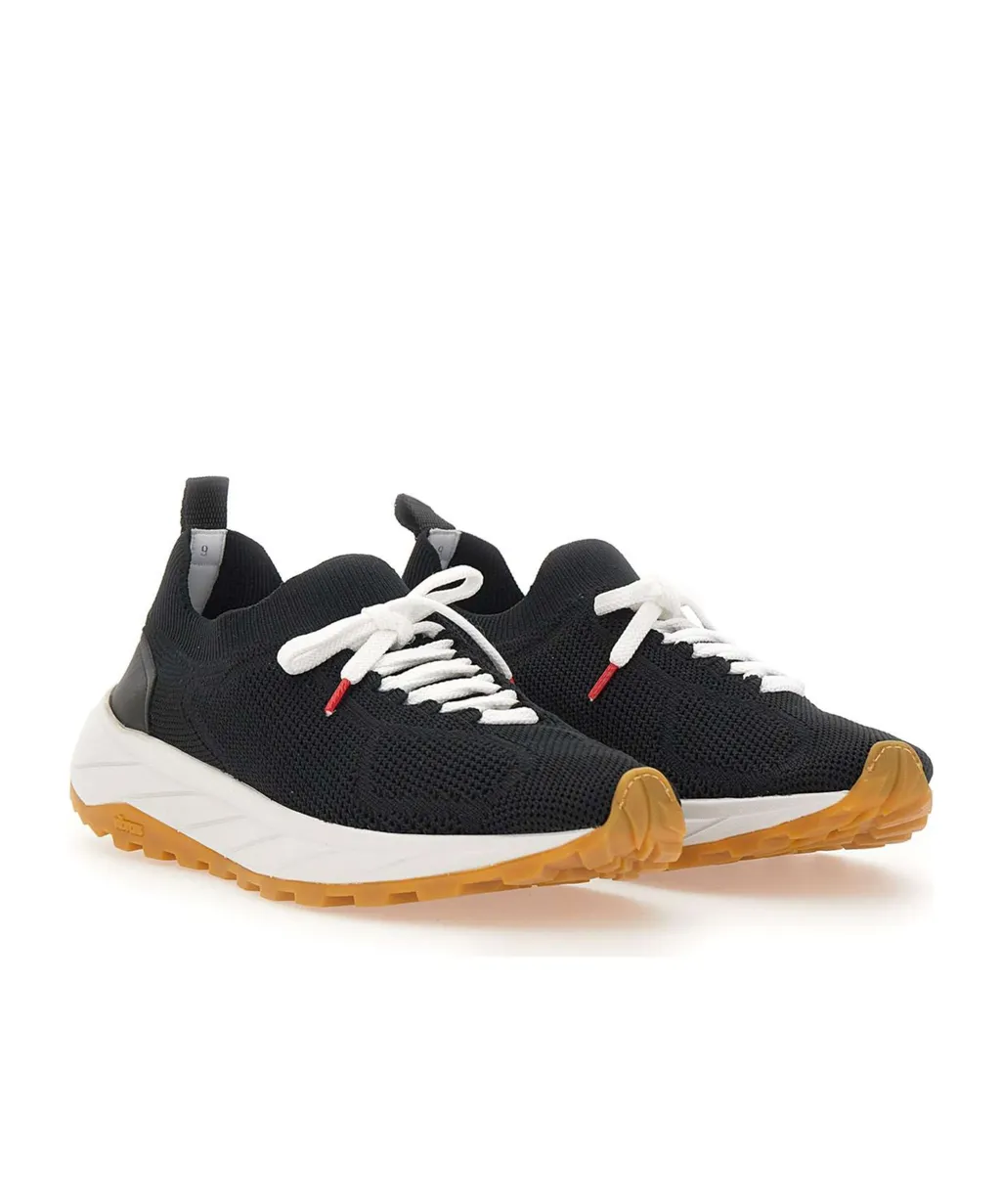 Leather-Insert Sneakers