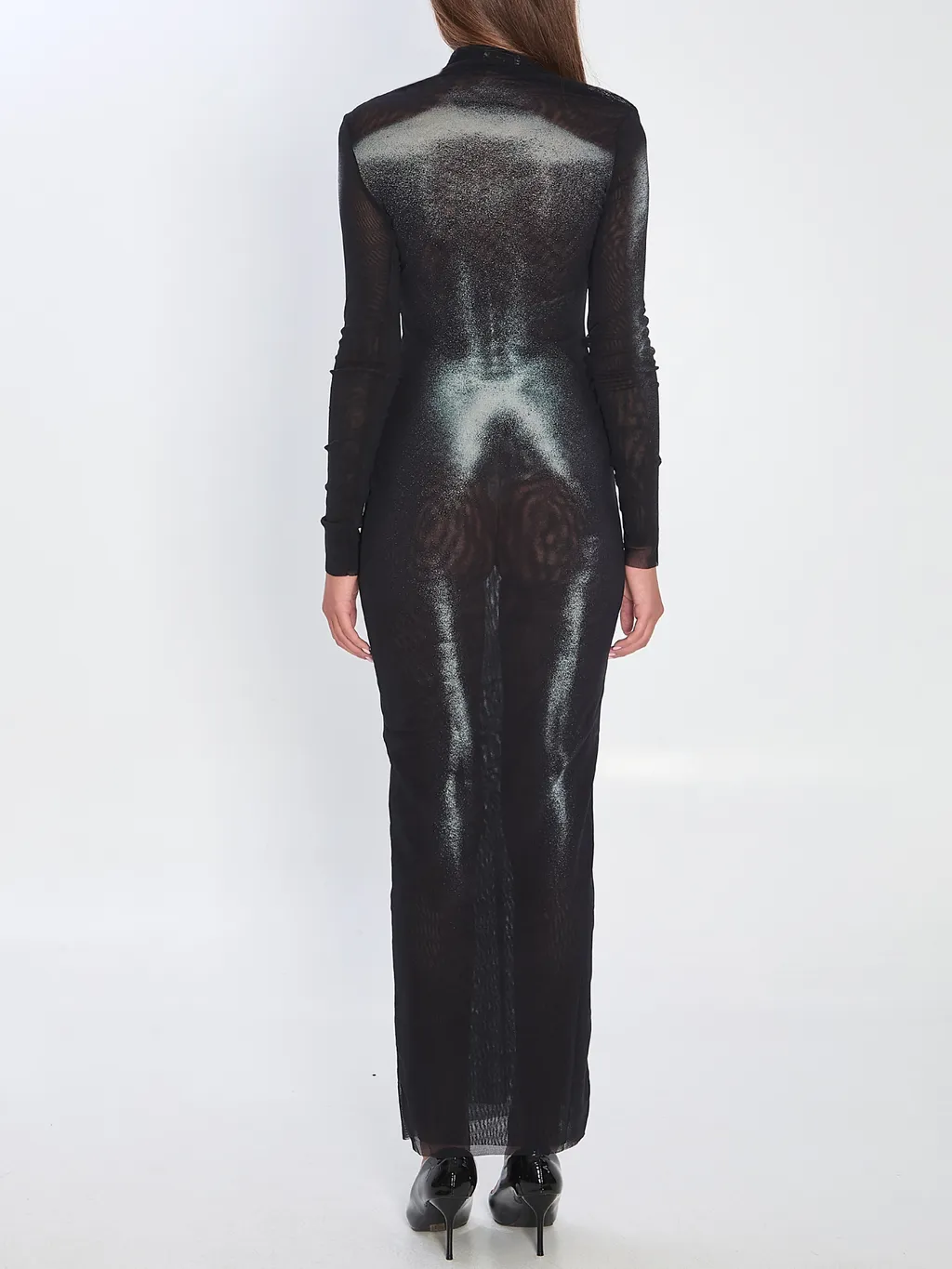 Body Dust Print Asymmetric-Neck Maxi Dress