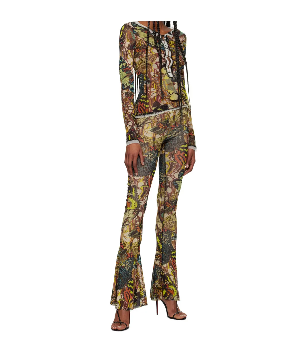 Papillon-Print Mesh Top