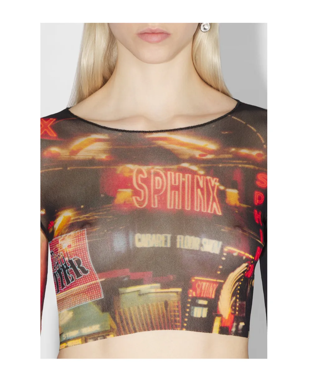 Printed Mesh Short Top