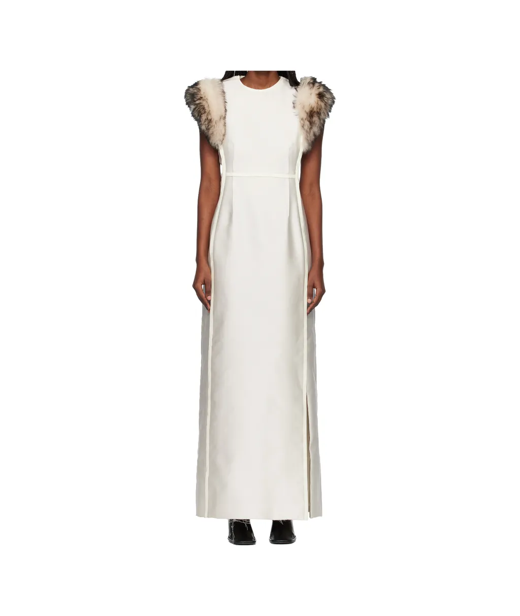 Fur-Trimmed Sleeveless Maxi Dress