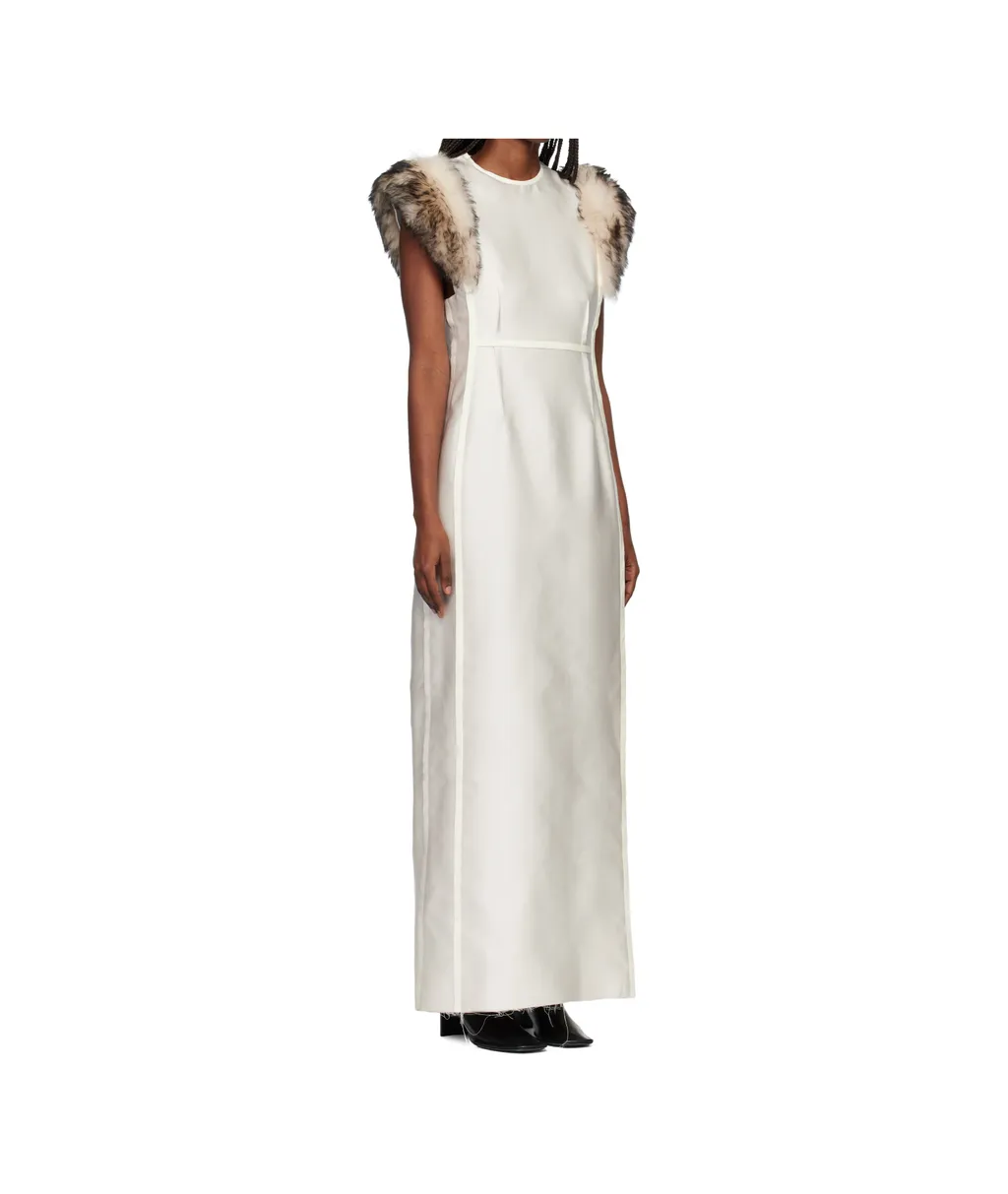 Fur-Trimmed Sleeveless Maxi Dress
