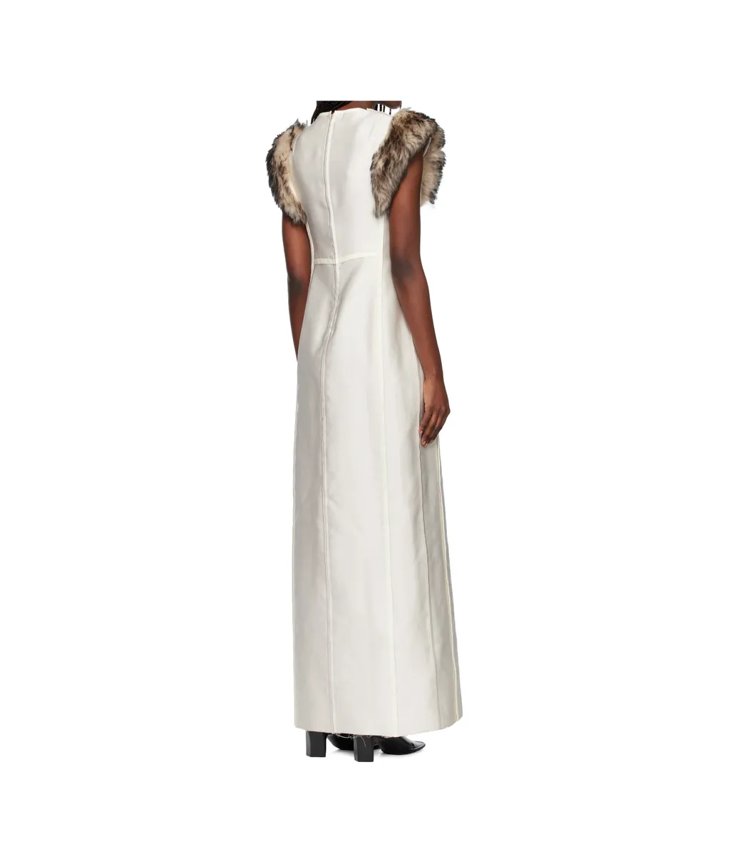 Fur-Trimmed Sleeveless Maxi Dress
