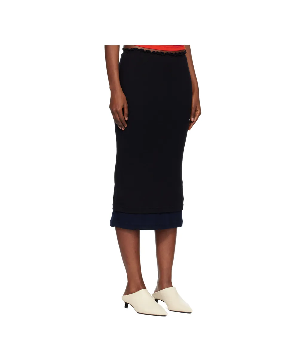 Lightweight Wool Layered Midi Skirt