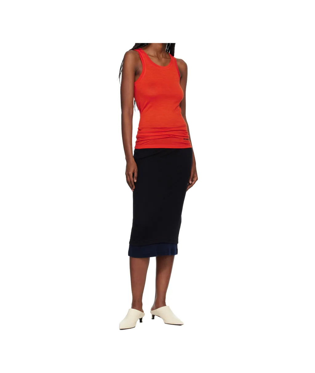Lightweight Wool Layered Midi Skirt