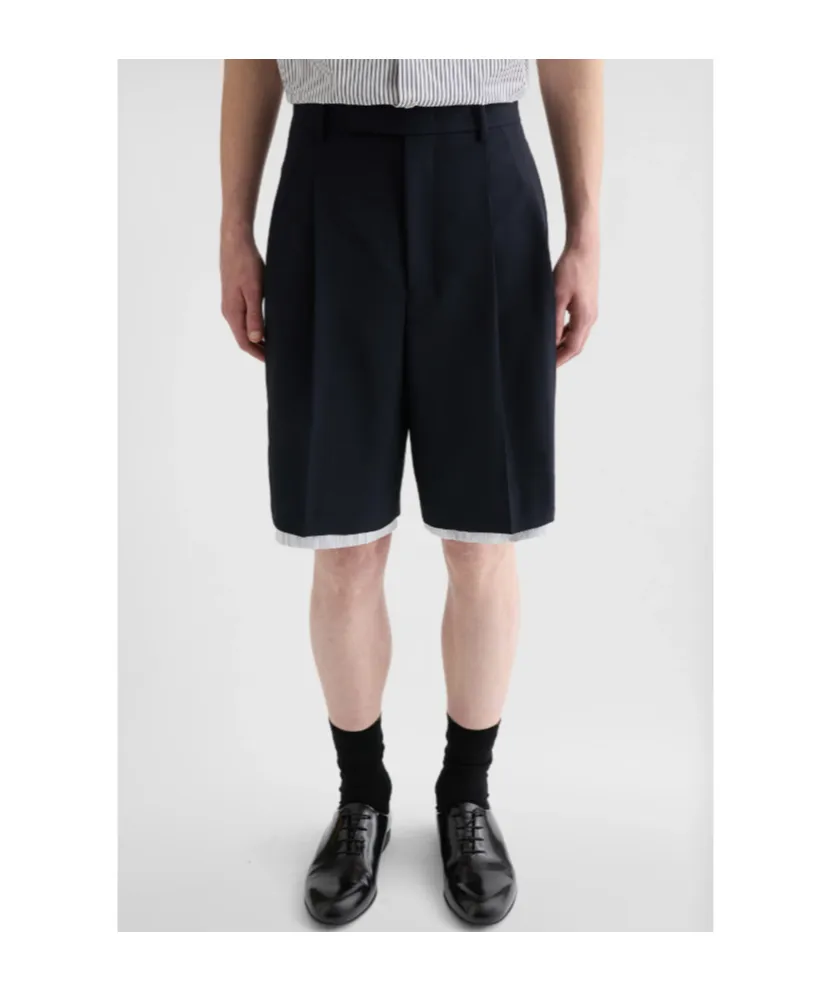 Double-Layer Wool Shorts