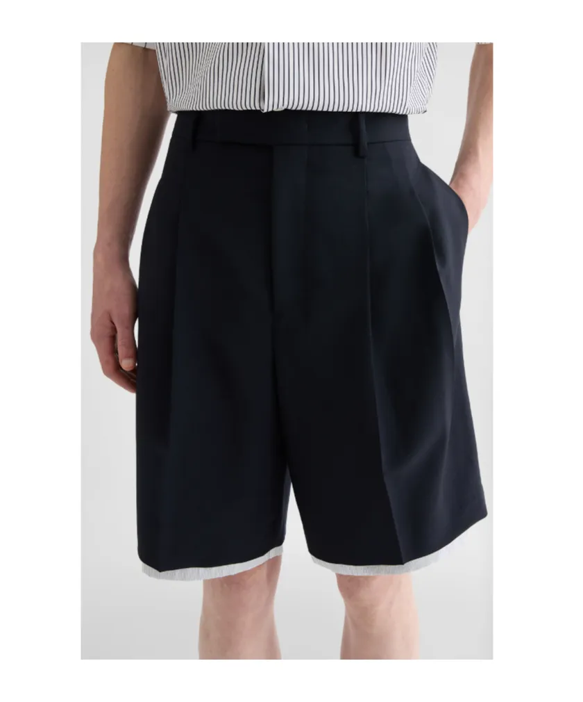 Double-Layer Wool Shorts