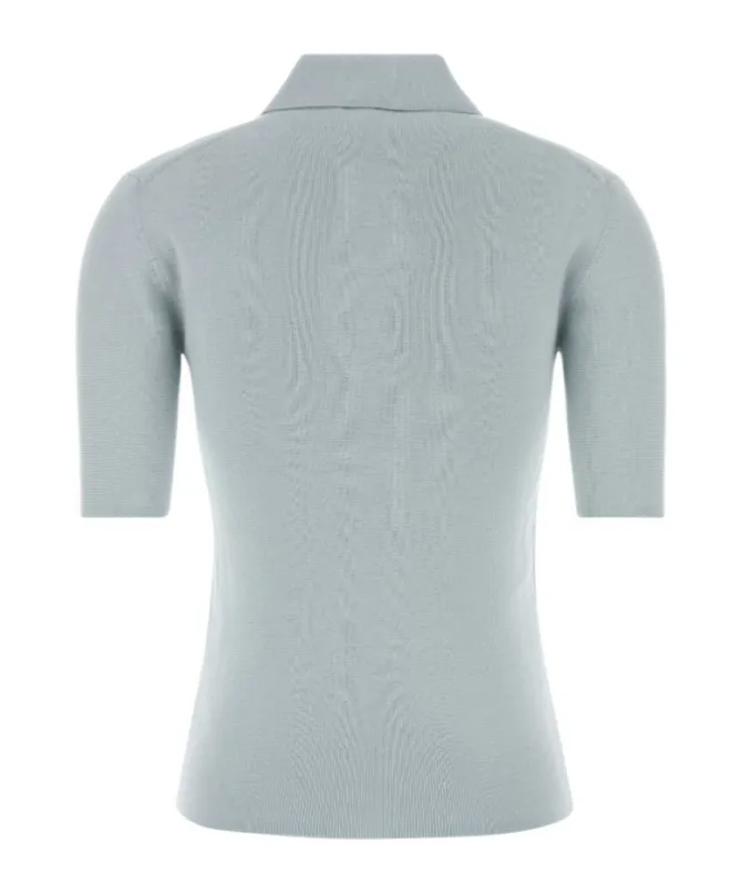 Button Detailed Short-Sleeved Polo Jumper