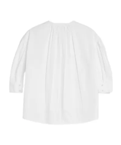 Gathered Short-Sleeves Poplin Shirt
