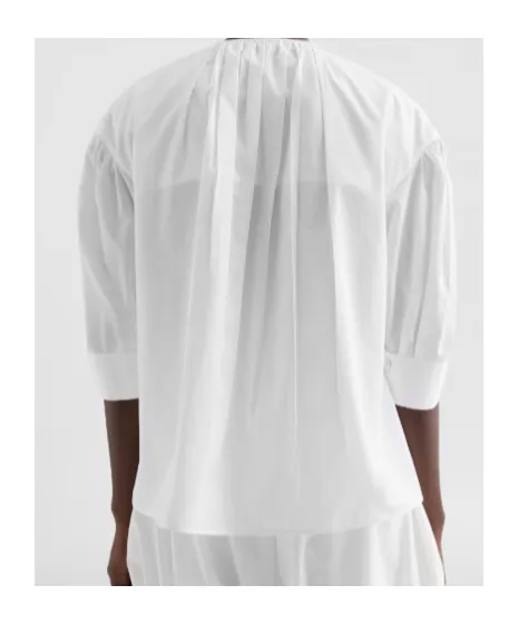 Gathered Short-Sleeves Poplin Shirt