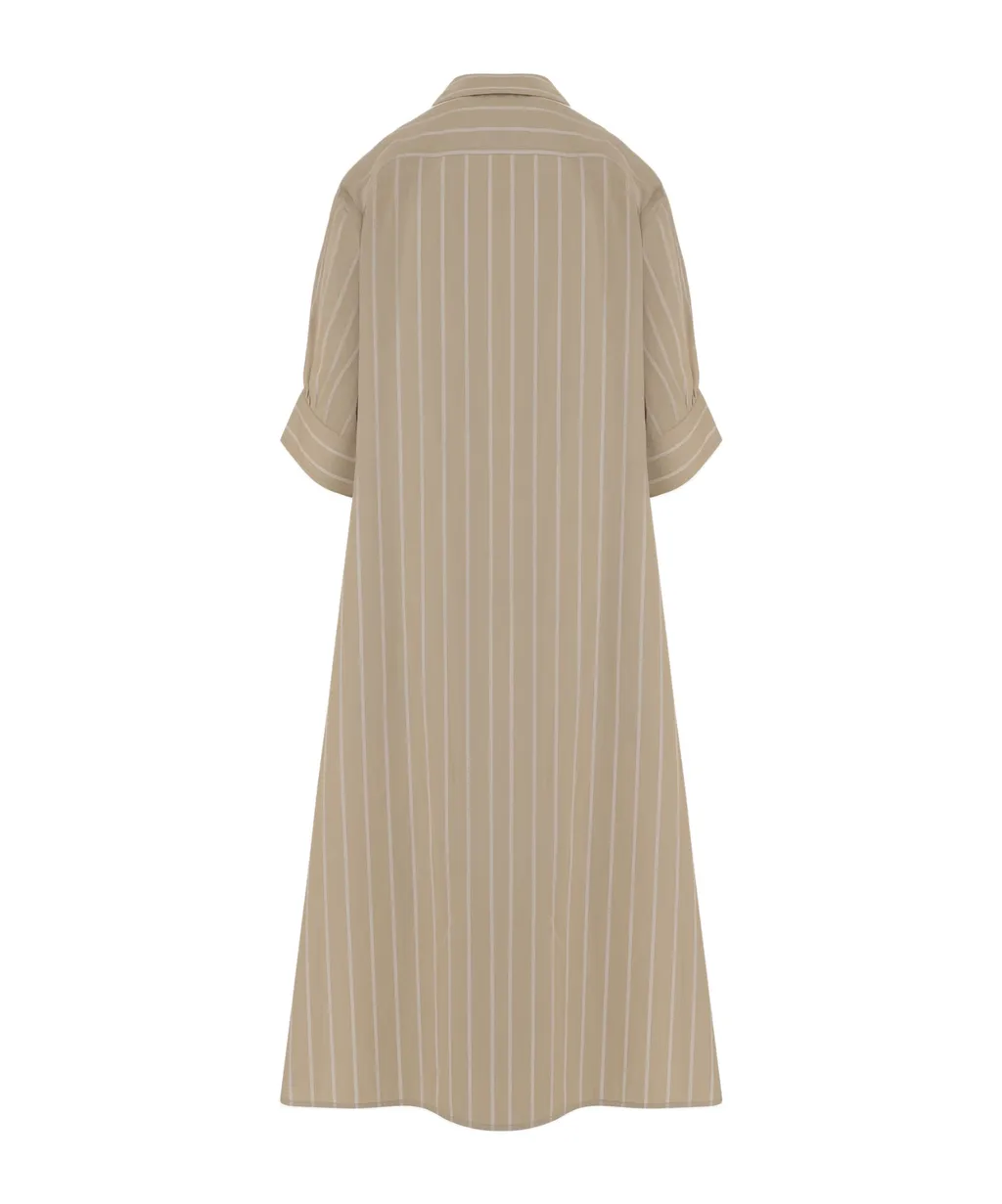 Short-Sleeved Striped Dress