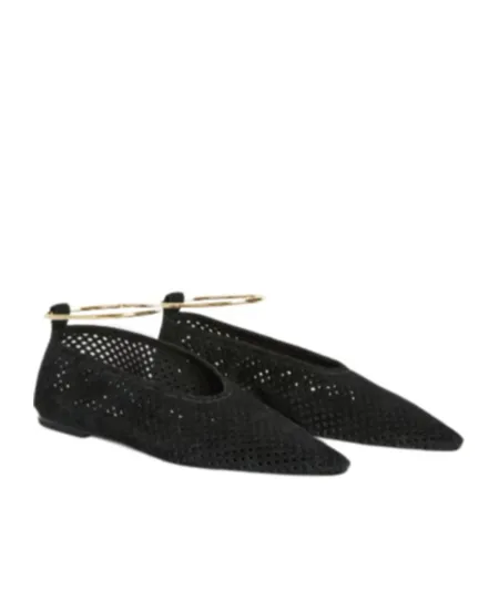 Pointed Toe Perforated Ballet Flats