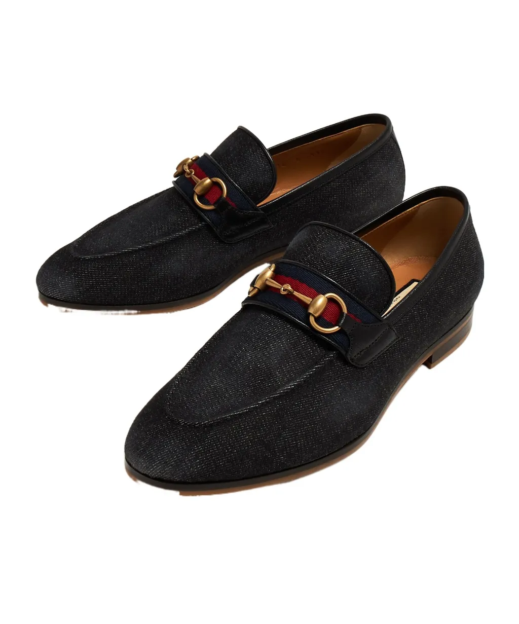 Horsebit Detailed Denim Loafers
