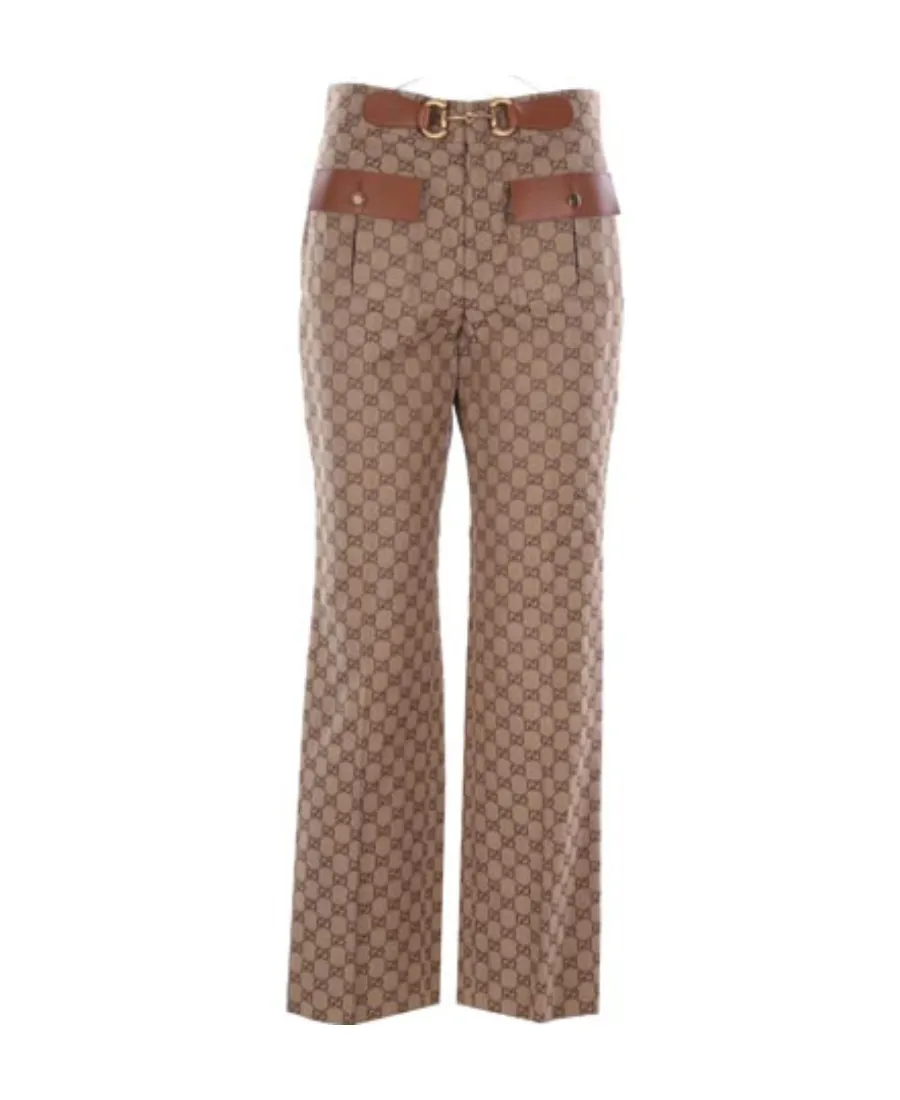 Monogram-Pattern Straight-Leg Trousers