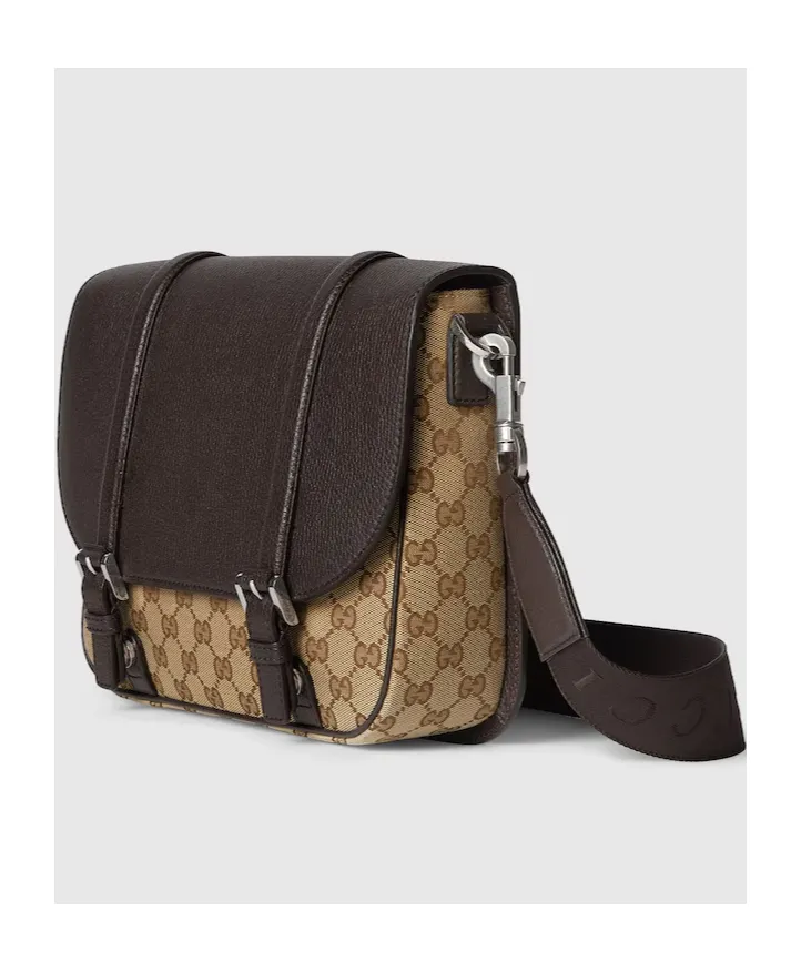 Buckle Detailed Monogrammed Crossbody Bag