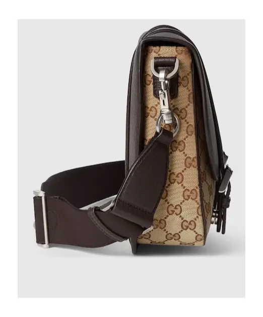 Buckle Detailed Monogrammed Crossbody Bag