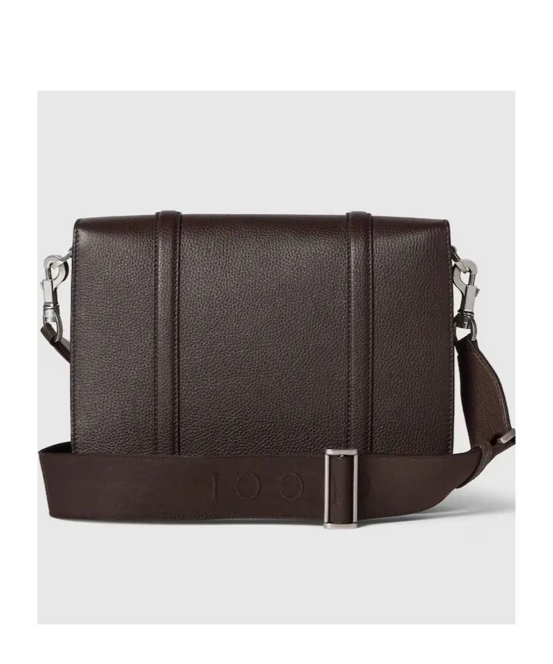 Buckle Detailed Monogrammed Crossbody Bag