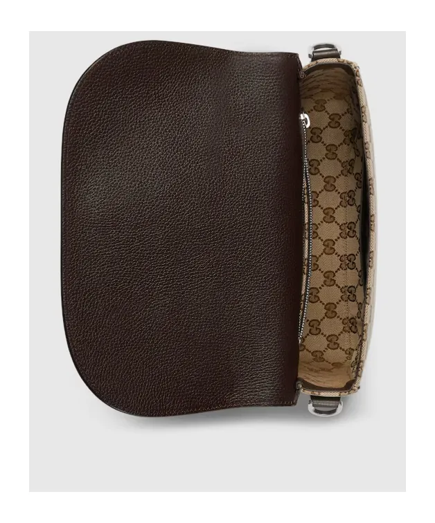 Buckle Detailed Monogrammed Crossbody Bag