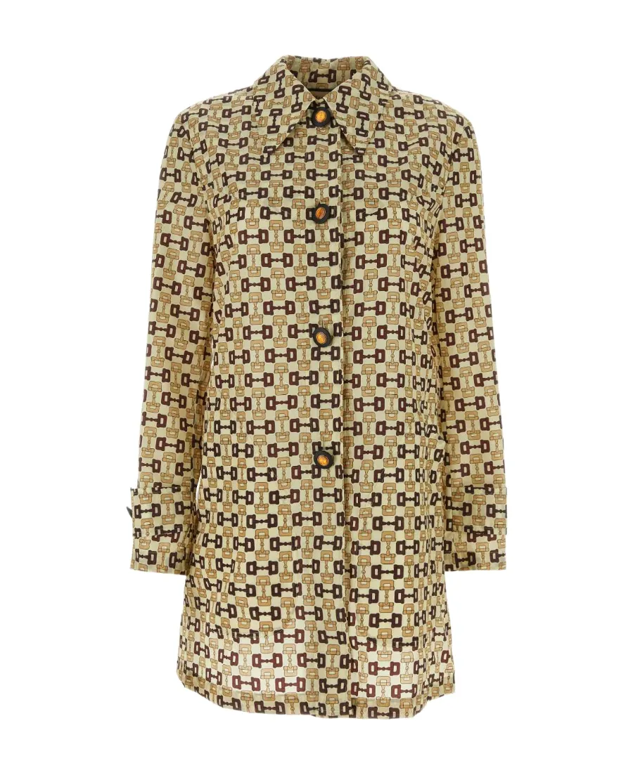 Graphic Printed Mid-Length Coat