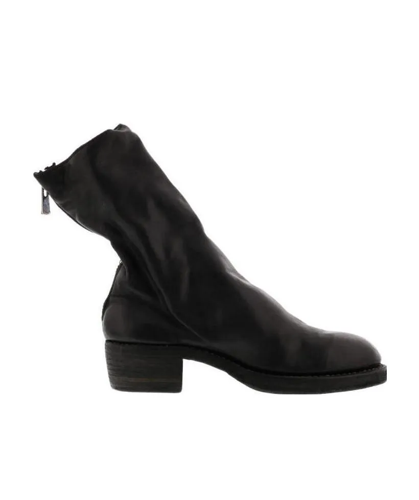 Zip-Up Heeled Leather Boots