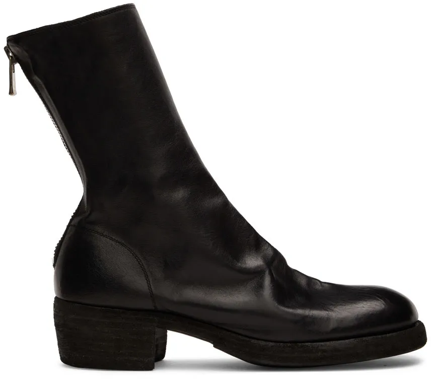 Zip-Up Heeled Leather Boots