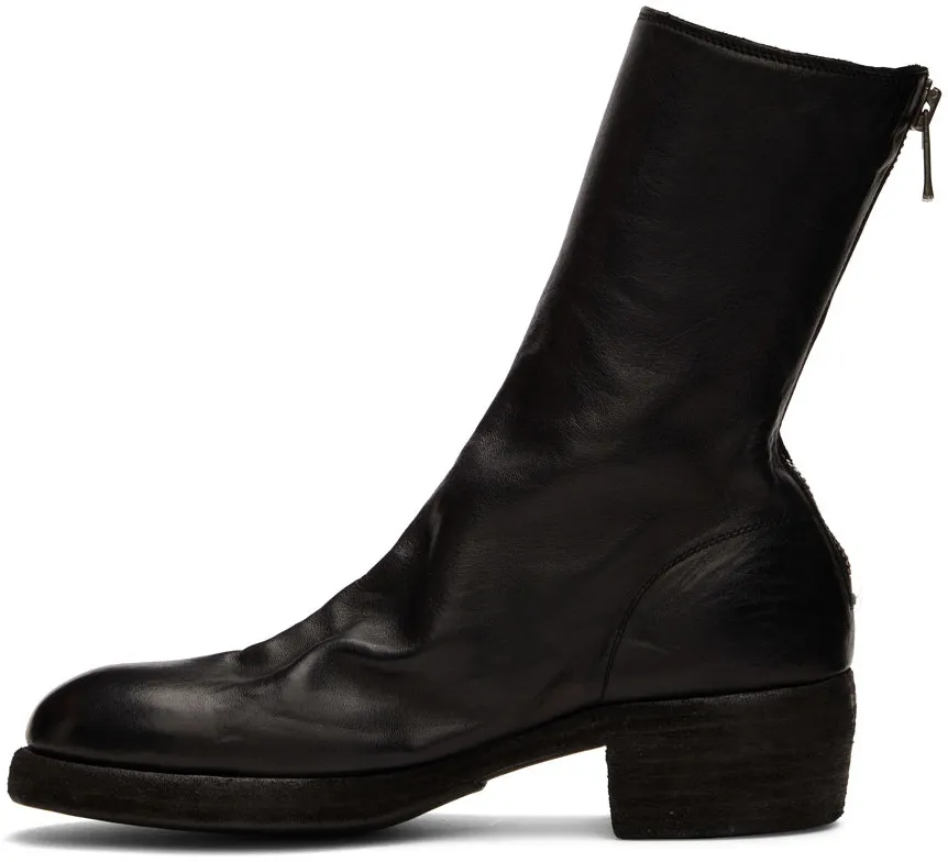 Zip-Up Heeled Leather Boots