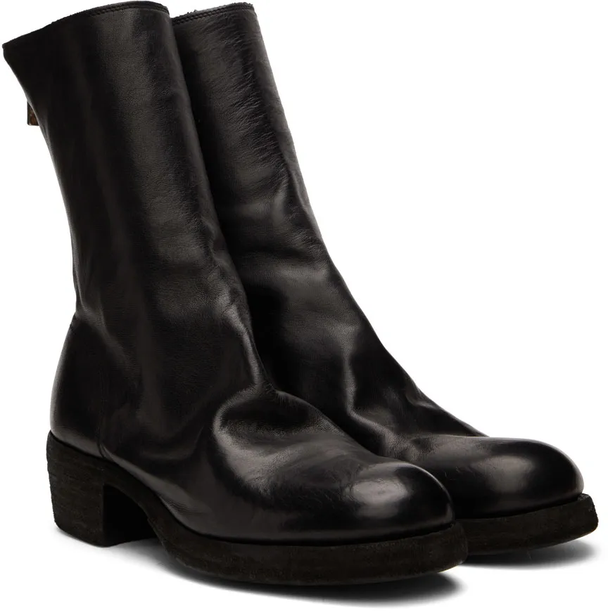 Zip-Up Heeled Leather Boots