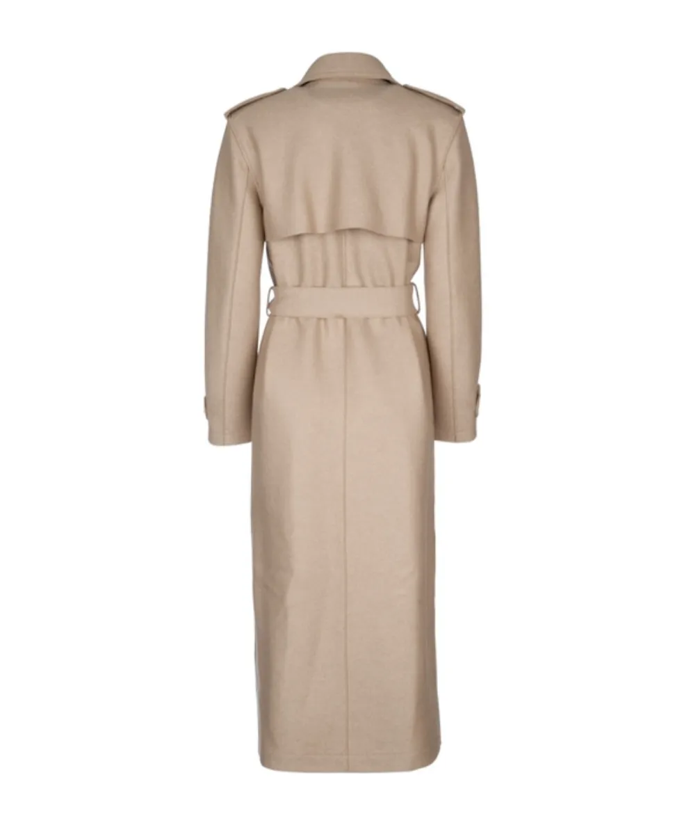 Long Double-Stitch Trench Coat