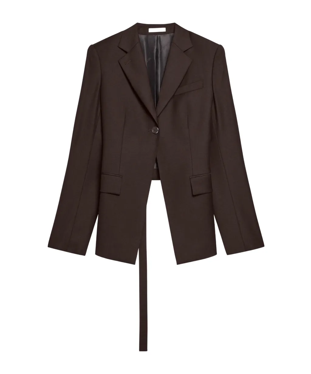 Single-Button Belted Back Blazer