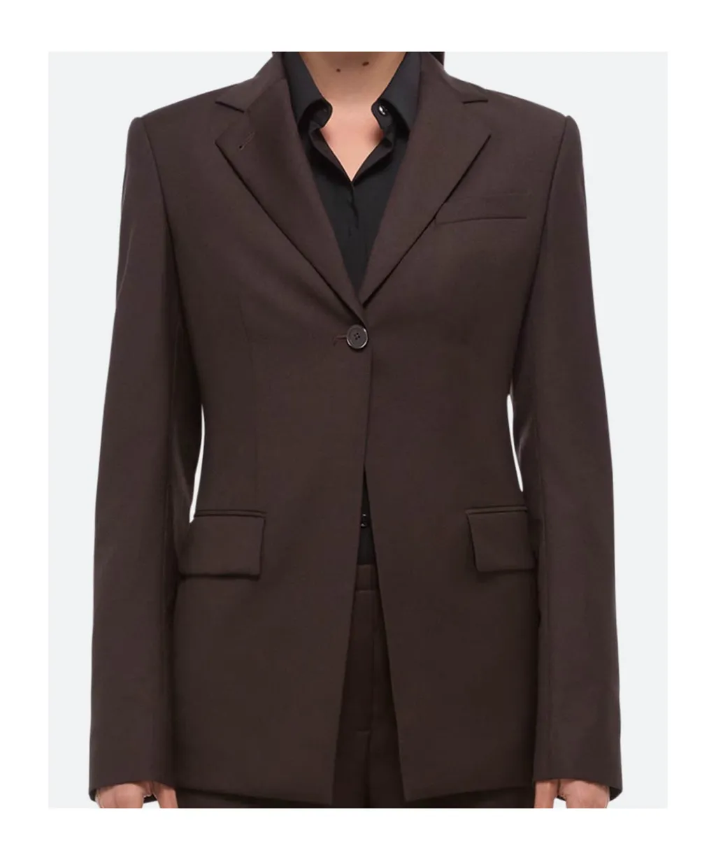 Single-Button Belted Back Blazer