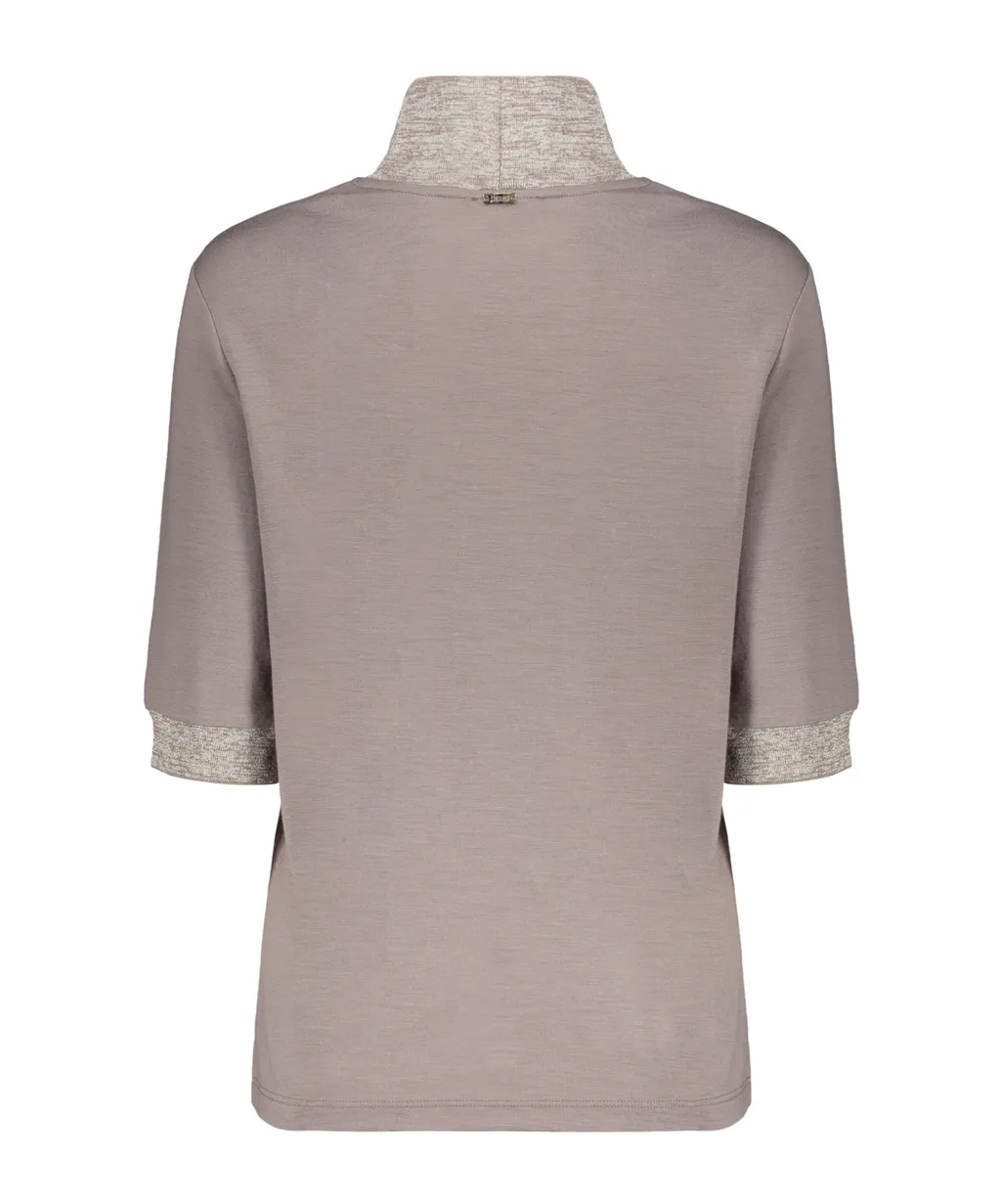 Short-Sleeved High Collar Pullover
