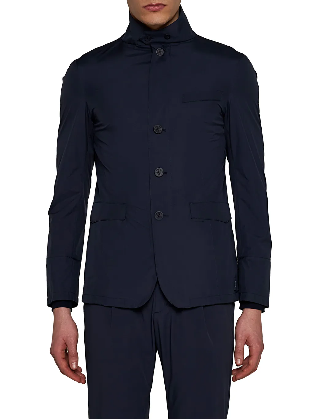 High-Neck Single-Breasted Jacket