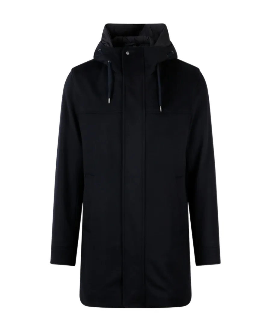 Concealed-Fastening Hooded Coat