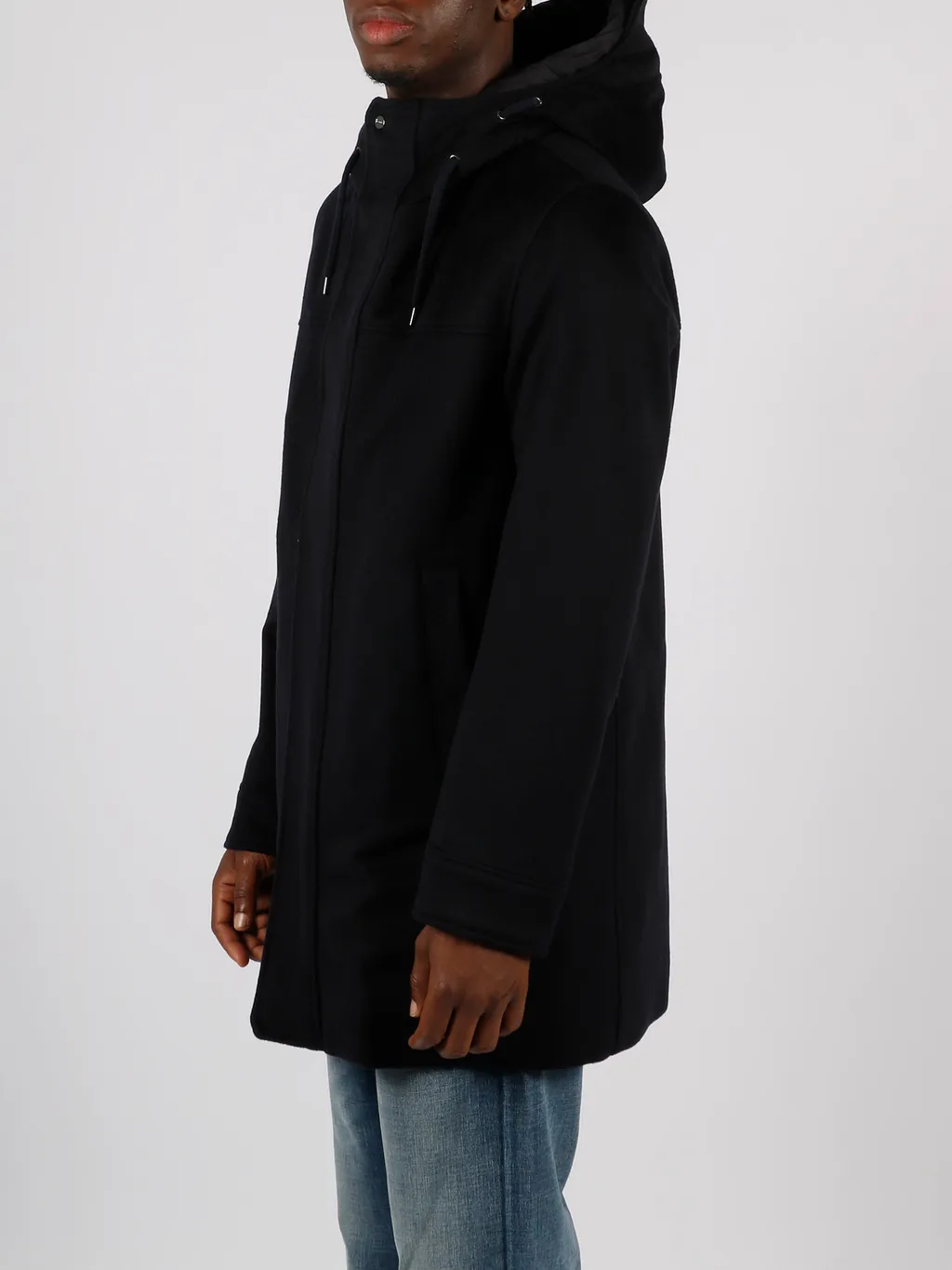 Concealed-Fastening Hooded Coat